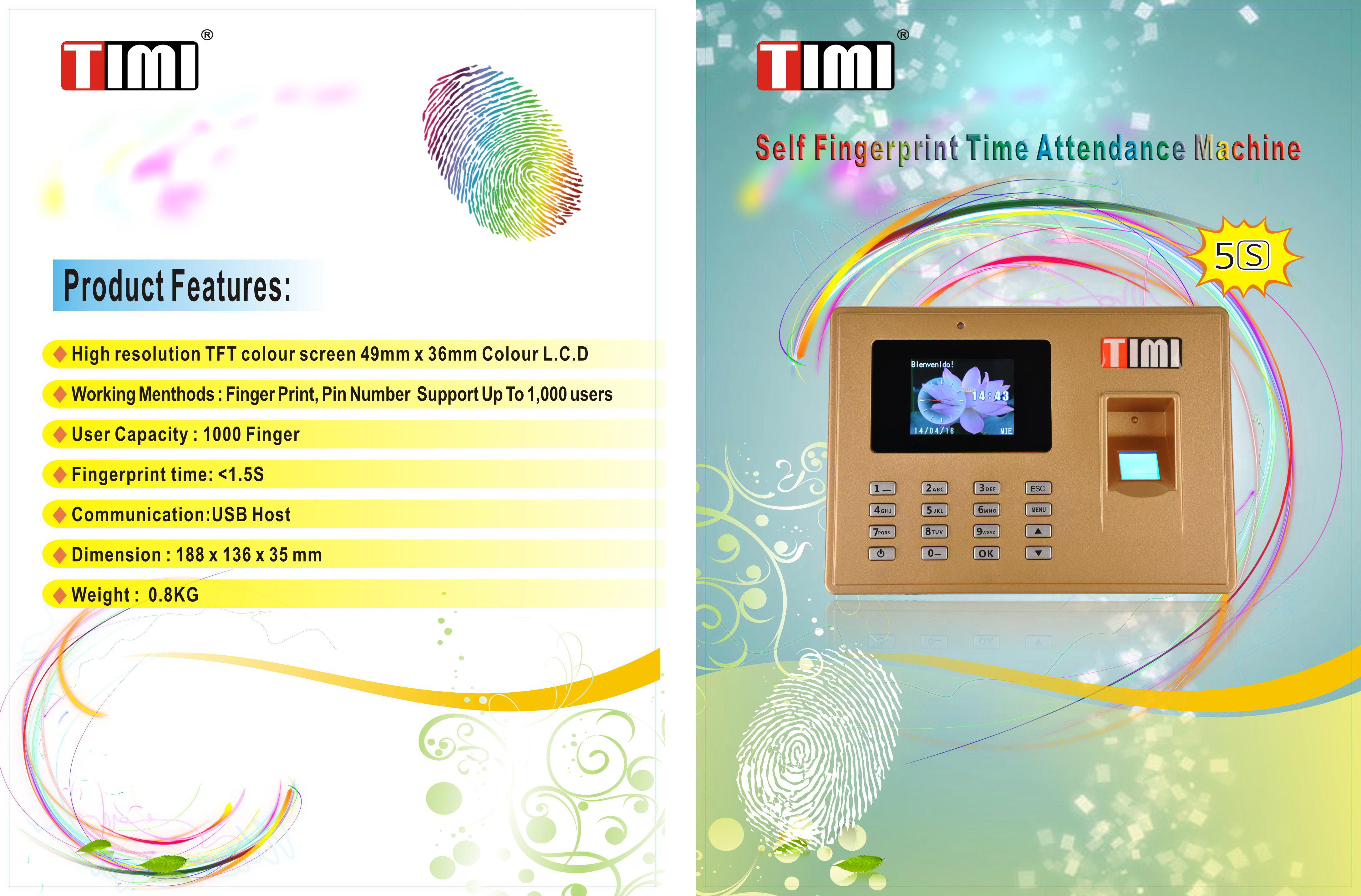Office Automation  Timi 5S Fingerprint Time Attendance Machine